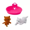 LEAN TOYS Mini leļļu komplekts ar suņa un kaķēna gultu un barības bļodu