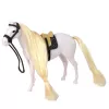 LEAN TOYS Zirgs ar garām krēpēm Seglu Krūzes Birstes Piederumi Balts