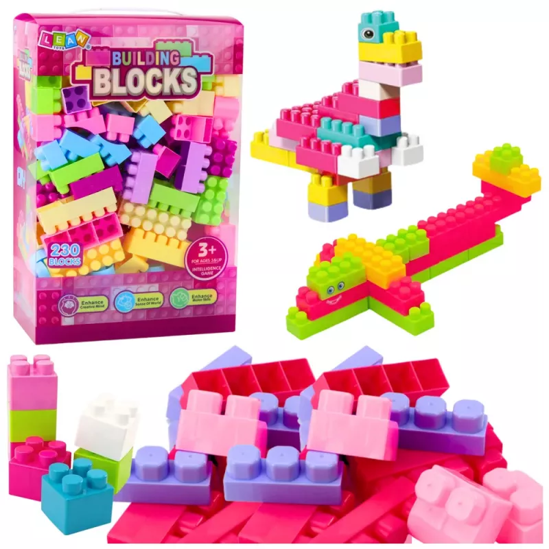LEAN TOYS Būvbloķēšanas elementi izglītojošā kastē 230 elementi Wafle Mini