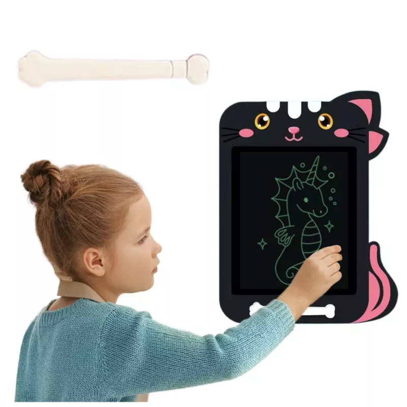 LEAN TOYS Marker Drawing Board Writing LCD Stylus Cat Black