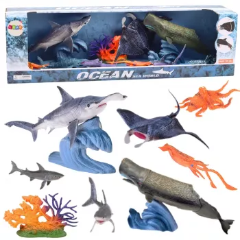 LEAN TOYS Figūru komplekts Jūras dzīvnieki ar kustīgiem elementiem Rajs