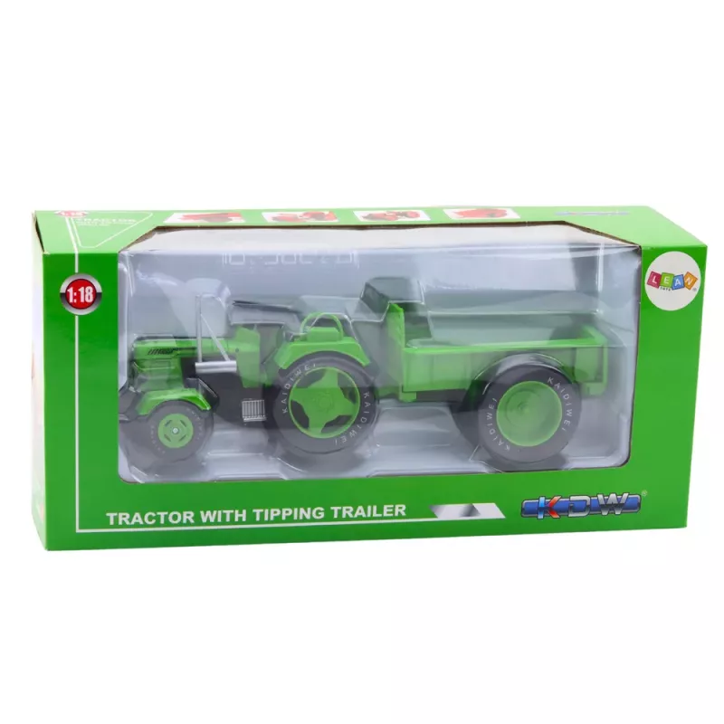 LEAN TOYS Metāla lauksaimniecības traktors ar piekabi zaļš 1:18