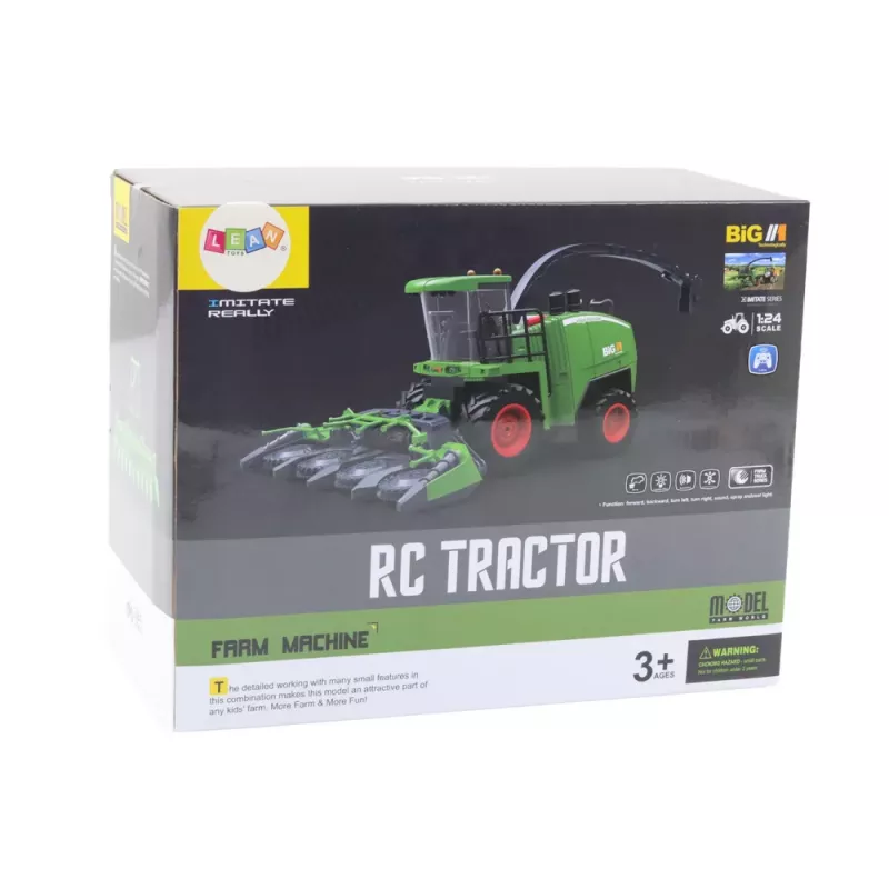 LEAN TOYS lauksaimniecības kombains ar graudu un kukurūzas ražas novācēju, tālvadības RC 1:24