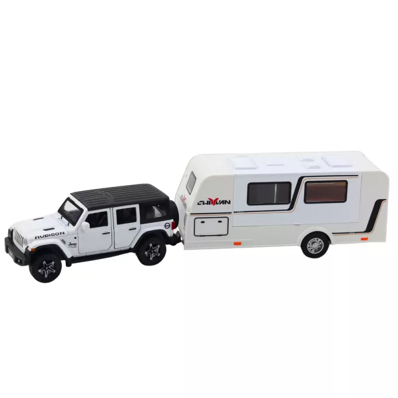 LEAN TOYS Set of Car Off-road Camper Metal Drive Lights Sounds White 1:32