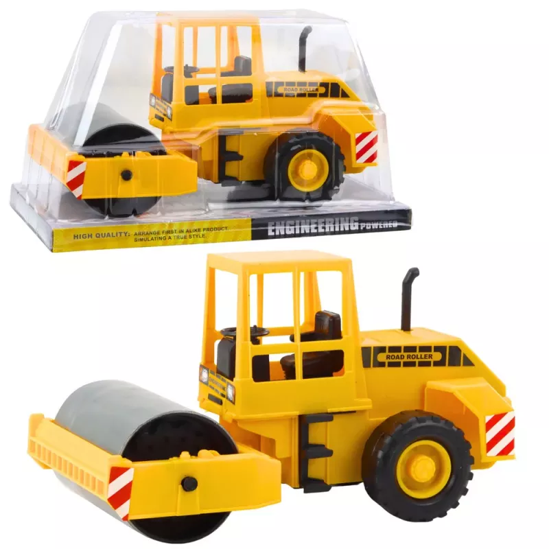 LEAN TOYS Ceļa veltnis Būvniecības transportlīdzeklis ar rotējošu stūri