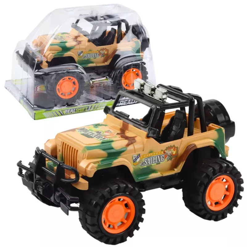 LEAN TOYS Liels militārais bezceļu transportlīdzeklis bēšā krāsā