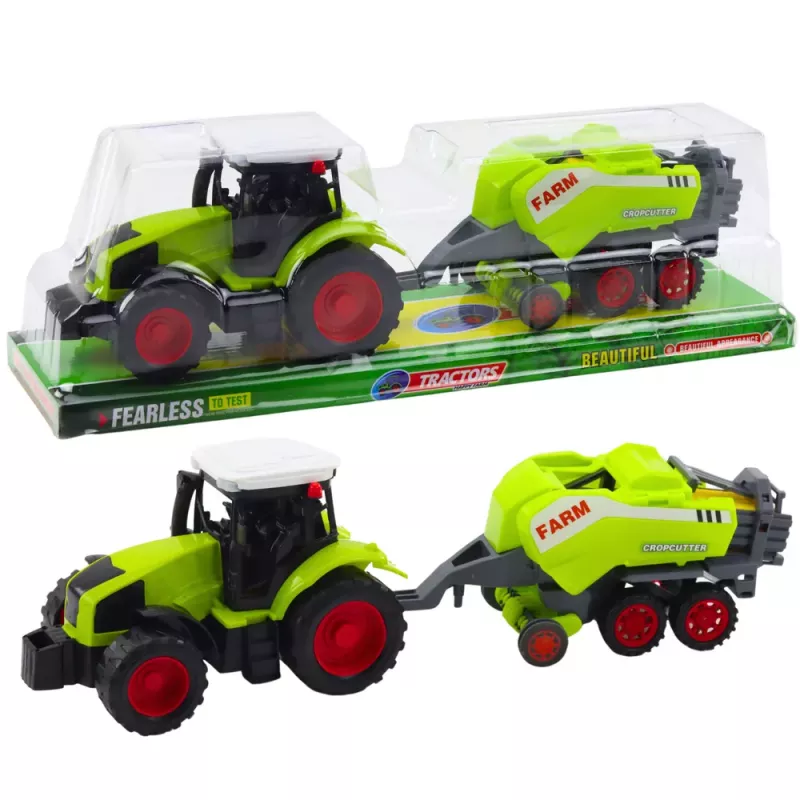 LEAN TOYS Traktora un lauksaimniecības preses komplekts Siena prese Zaļš