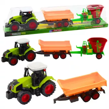 LEAN TOYS Lauksaimniecības traktora ar piekabi un pašizgāzēju komplekts