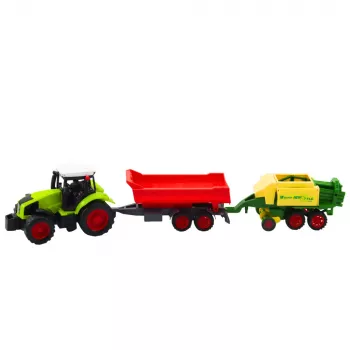 LEAN TOYS Lauksaimniecības traktora, piekabes un preses komplekts