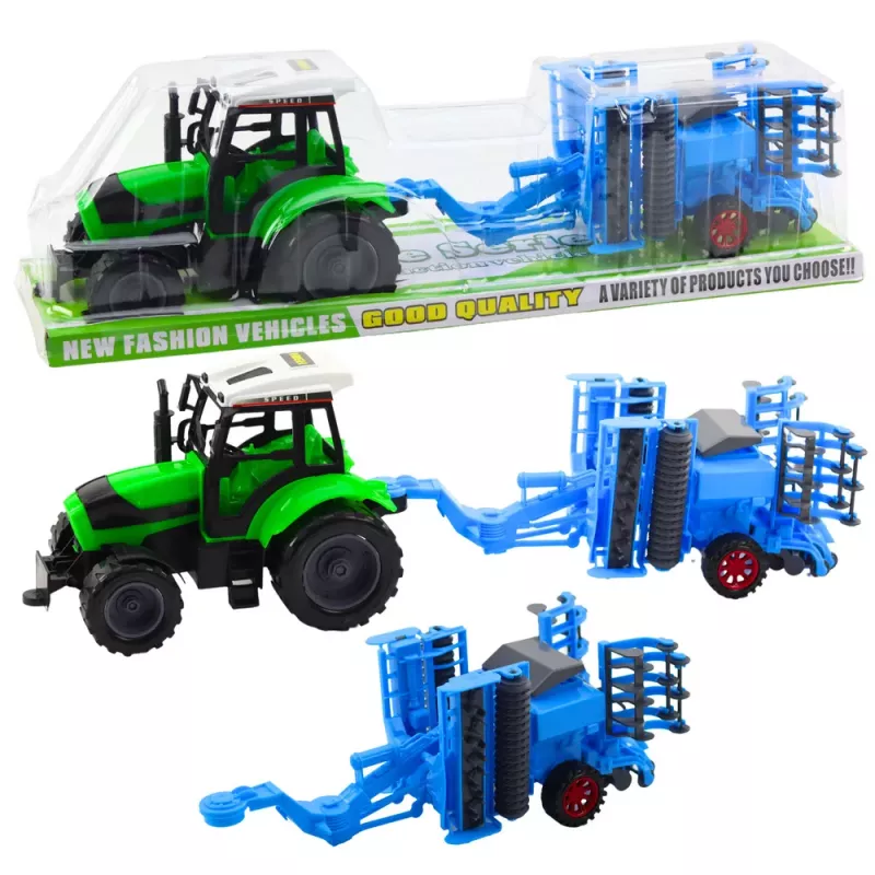 LEAN TOYS Liels lauksaimniecības traktora komplekts ar kustīgu disku ecēšu