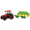 LEAN TOYS Lauksaimniecības traktors ar zaļu un dzeltenu piekabi, sarkans, 50 cm