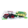 LEAN TOYS Lauksaimniecības traktors ar zaļu un dzeltenu piekabi, sarkans, 50 cm