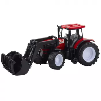 LEAN TOYS Traktors Lauksaimniecības Transportlīdzeklis Zemnieks Ar Satvērēju Sarkans