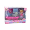 LEAN TOYS Mini leļļu komplekts ar vannu un baltu suni rozā