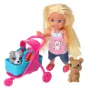 LEAN TOYS Mini Doll Stroller Carrier Dogs Set Gray Brown