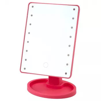 LEAN TOYS Cosmetic Mirror 16 LED Diodes With Stand Adjustable Pink