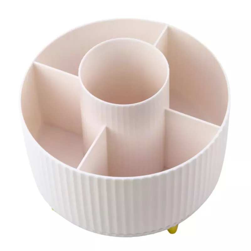 LEAN 360° Rotating Cosmetic Brush Organizer with 5 Compartments White