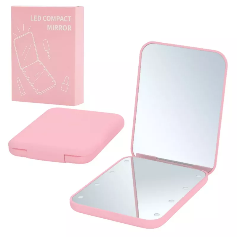 LEAN Pocket Makeup Mirror with LED Lights Pink