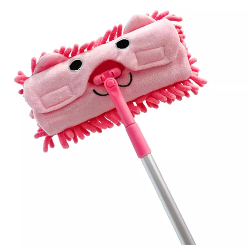 LEAN TOYS Bērnu mops ar teleskopisku rokturi Animal Pink
