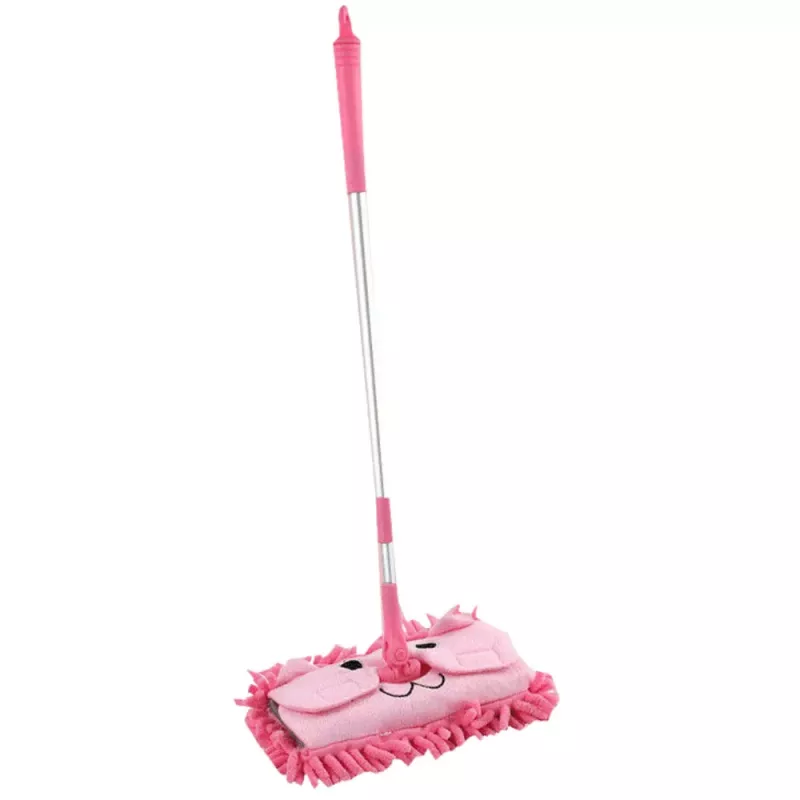 LEAN TOYS Bērnu mops ar teleskopisku rokturi Animal Pink