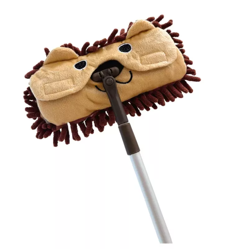LEAN TOYS Bērnu mops ar teleskopisku rokturi Animal Brown