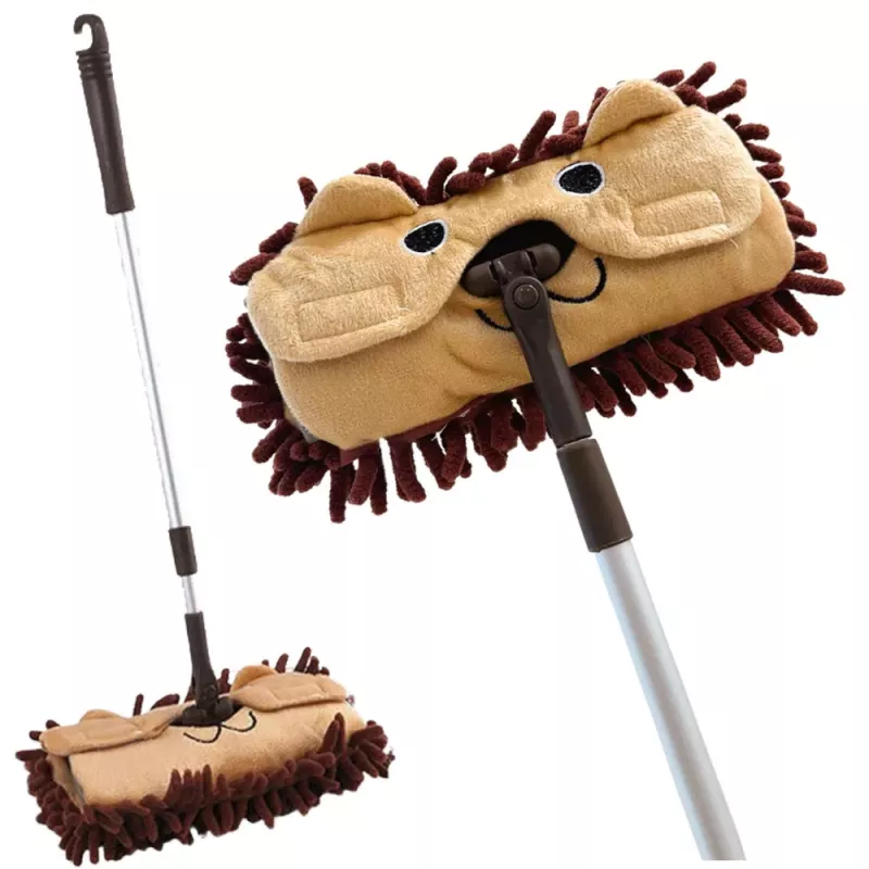 LEAN TOYS Bērnu mops ar teleskopisku rokturi Animal Brown