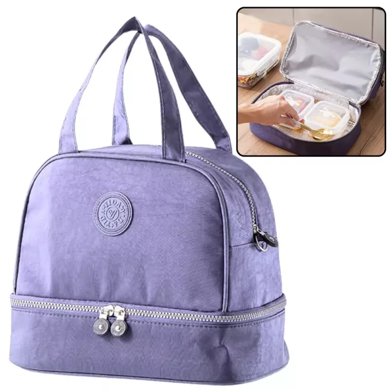 LEAN Thermal Insulating Breakfast Bag ar regulējamu siksnu, violeta, 27 cm
