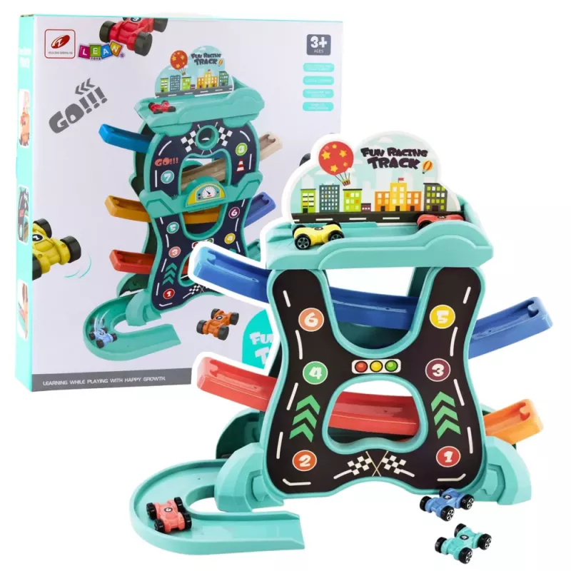 LEAN TOYS Izglītojošs komplekts Auto trases slidkalniņš Trīs līmeņi
