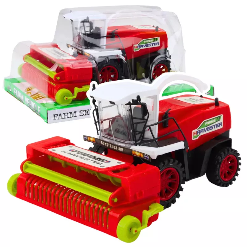 LEAN TOYS Lauksaimniecības kombains ar griešanas aparāta piedziņu, sarkans, mērogs 1:16