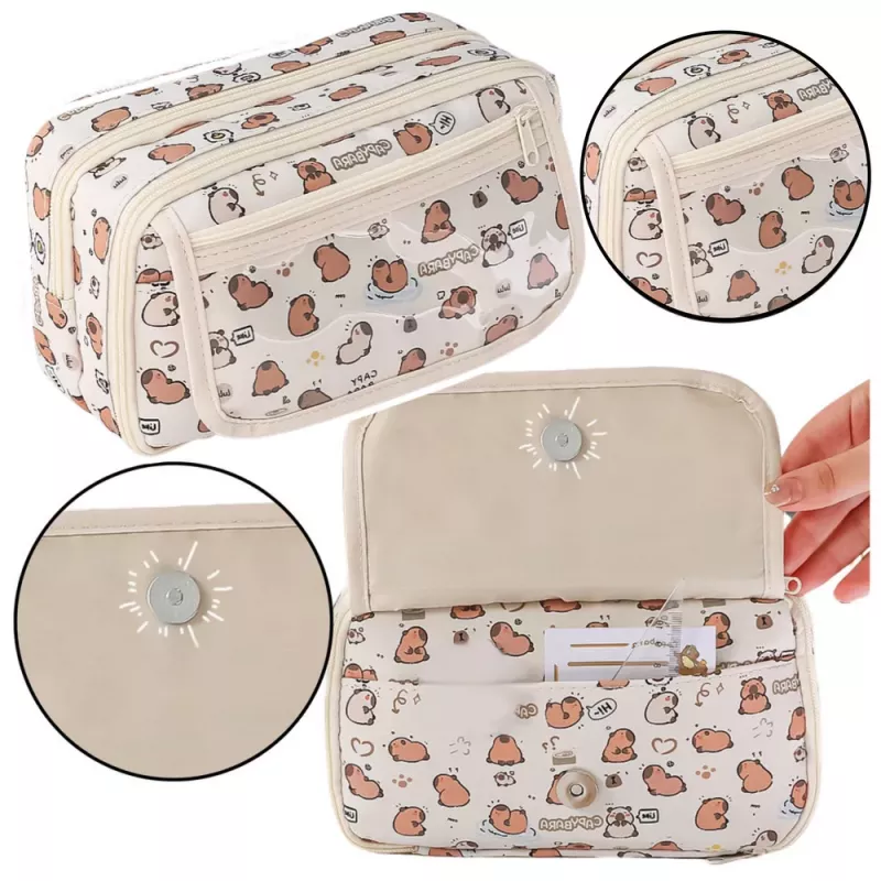 LEAN Pencil Case School Kit Capybara White 21cm