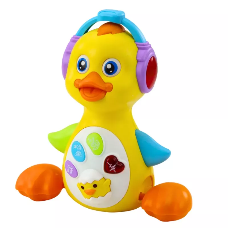 LEAN TOYS Interaktīvā muzikālā pīle mazuļiem, kustas, spīd, dzeltena