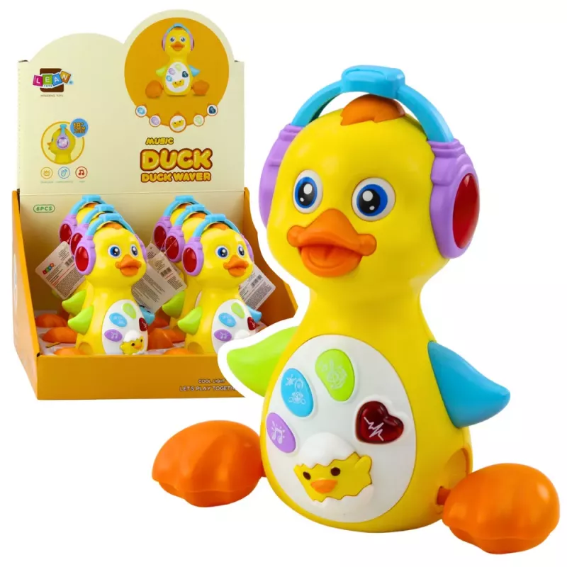 LEAN TOYS Interaktīvā muzikālā pīle mazuļiem, kustas, spīd, dzeltena