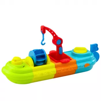 LEAN TOYS Bath Toy Ship Boat Colorful Crane Hook Duck Turtle