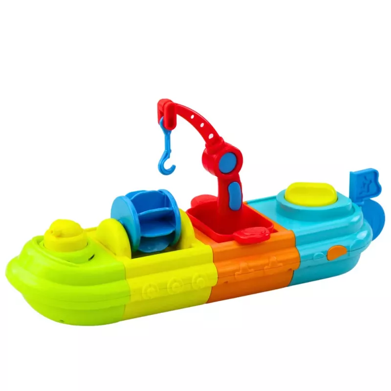 LEAN TOYS Bath Toy Ship Boat Colorful Crane Hook Duck Turtle