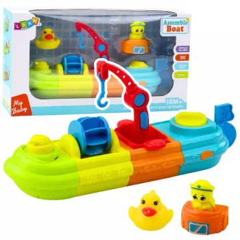 LEAN TOYS Bath Toy Ship Boat Colorful Crane Hook Duck Turtle