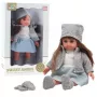 LEAN TOYS Bērnu lelle zilā kleitā, cepurē, džemperī, cimdos - 36,5 cm