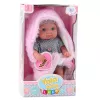 LEAN TOYS Bērnu lelle pelēkā pidžamā ar rozā zaķa segu, 23 cm