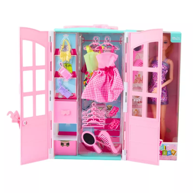 LEAN TOYS Leļļu komplekts ar garderobes aksesuāriem, apģērbu, modes tērpiem meitenēm