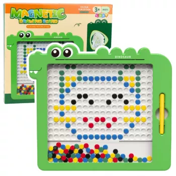 LEAN TOYS Magnētiskā tāfele Puzle Mozaīka Dinozaurs Zaļš 20 dizaini