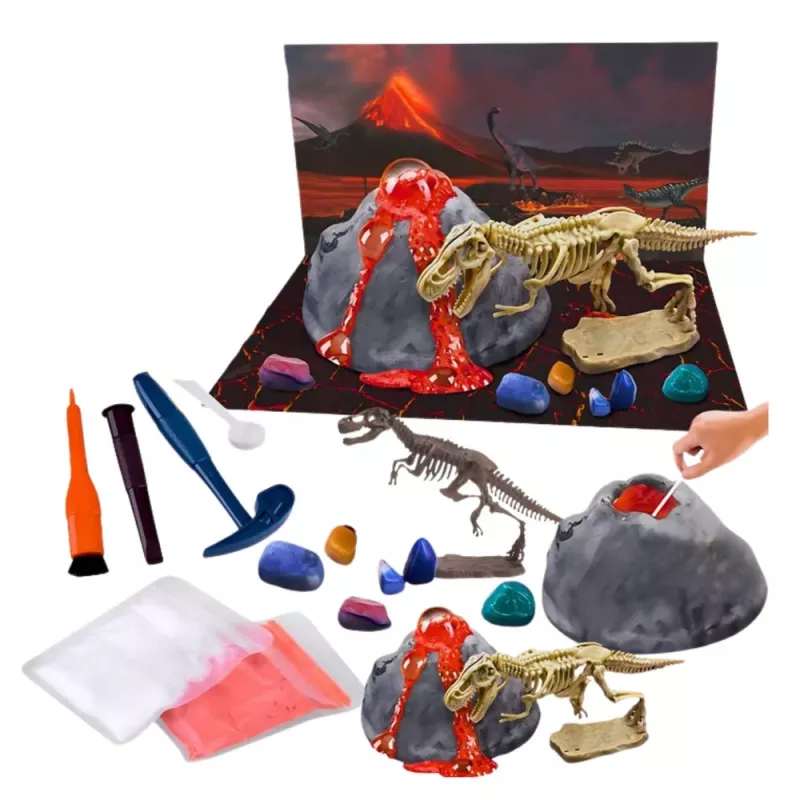 LEAN TOYS Izglītojošais komplekts Vulkāna izvirduma eksperiments Dinozauri