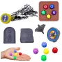LEAN TOYS 4 tradicionālo korejiešu spēļu komplekts Squid Game: kauliņi, griežamā virsma