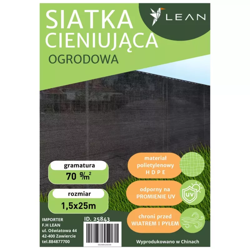 LEAN Shade Net For Fence Fence Masking Black 1.5M 25M 70g/m²