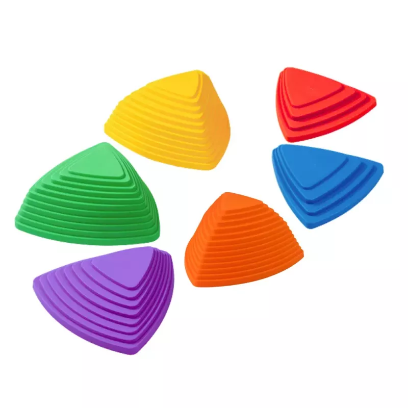 LEAN TOYS Sensoriskais izglītojošais celiņš - Krāsaini līdzsvara akmeņi, 6 gab.