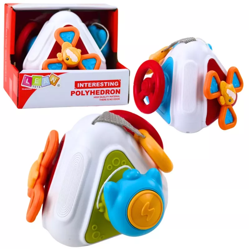LEAN TOYS Izglītojošs sensoriskais kubs mazuļiem, krāsains 5-in-1