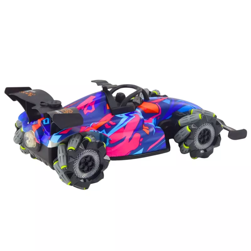 LEAN TOYS RC Remote Controlled Racer 1:10 Lights Sounds Water Steam Blue