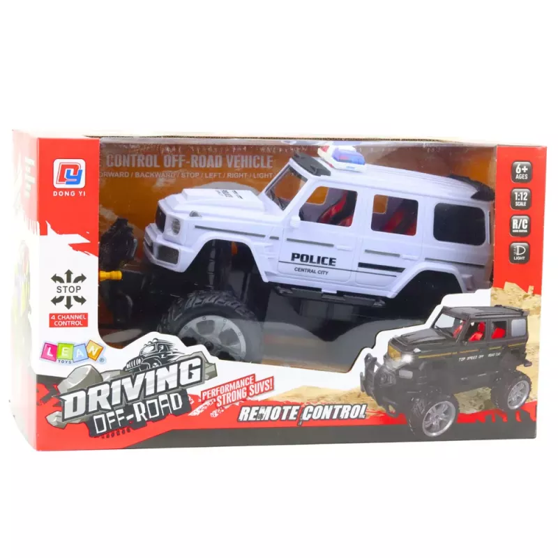 LEAN TOYS RC Policijas Apvidus Auto Balts 1:12