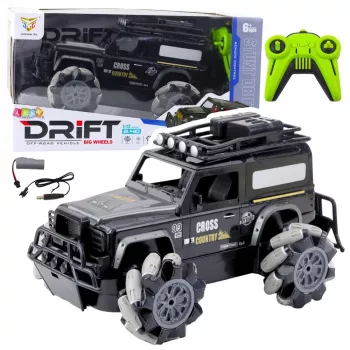 LEAN TOYS RC bezceļu automašīna ar tālvadību 360° rotācija 1:12 Melna