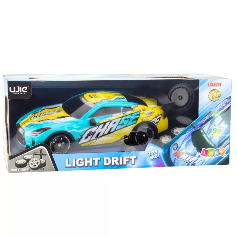 LEAN TOYS RC Remote Controlled Sports Car with Illuminated Drift Body Turquoise