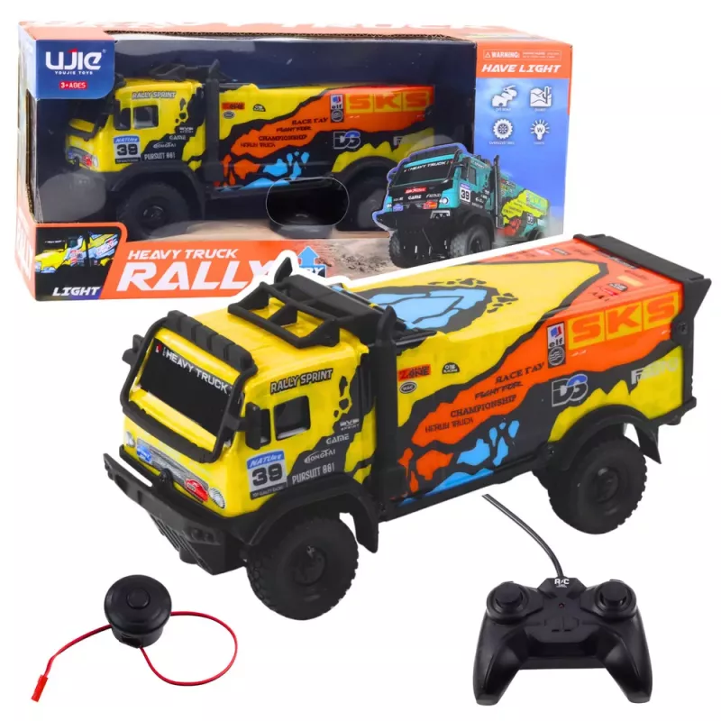 LEAN TOYS Ar tālvadību vadāms kravas auto RC tālvadība Skaņas Dzeltens