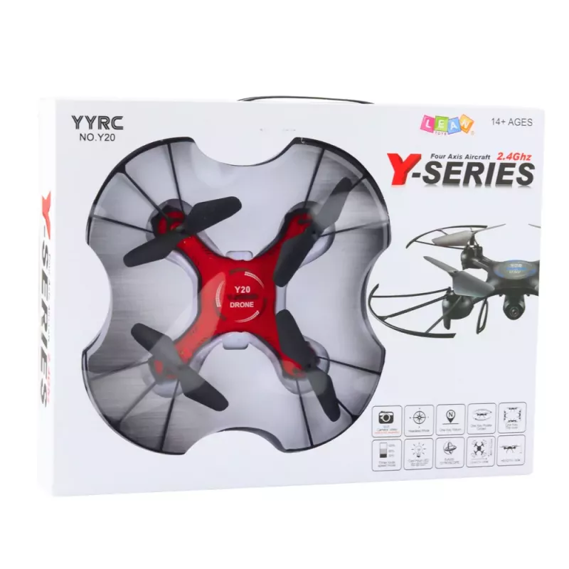 LEAN TOYS Y20 UFO Remote Controlled Drone with Lights 360° Rotation Red